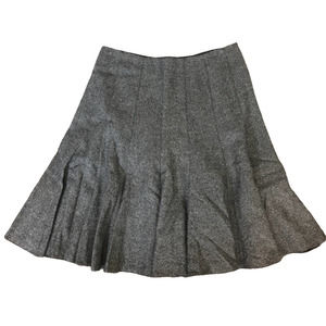 MICHAEL Michael Kors Tweed Skirt Size 10 Flare Pleated Brown 100% Wool Career